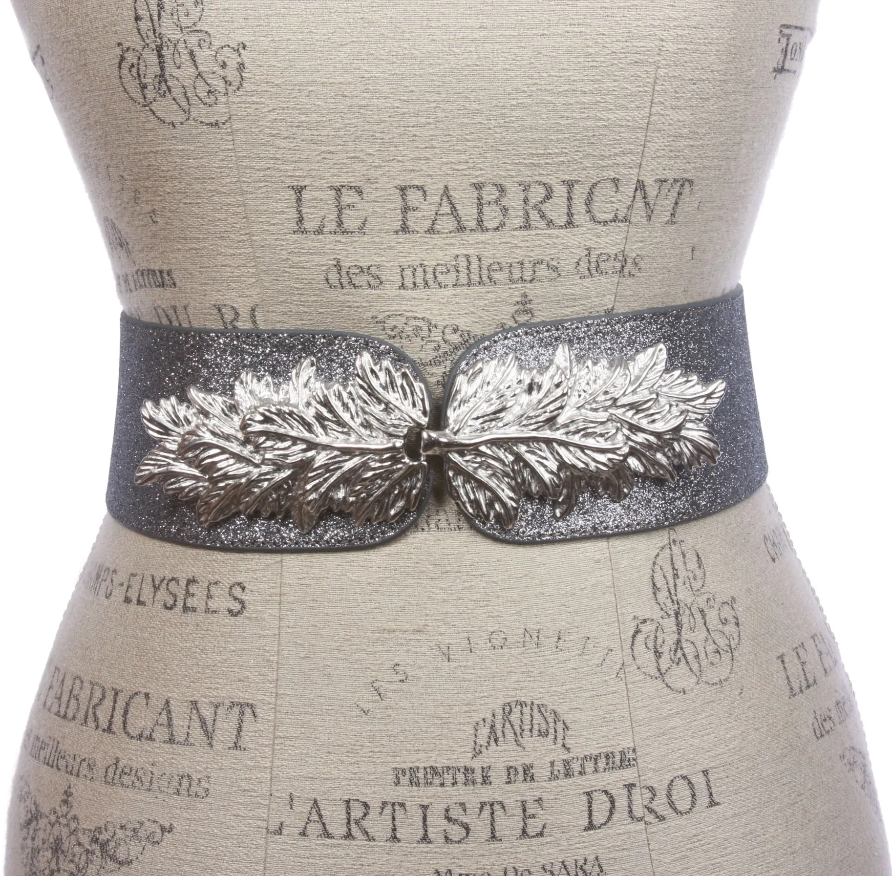 2 3/4" Leaf Hook buckle High Waist Glitter Stretch Belt