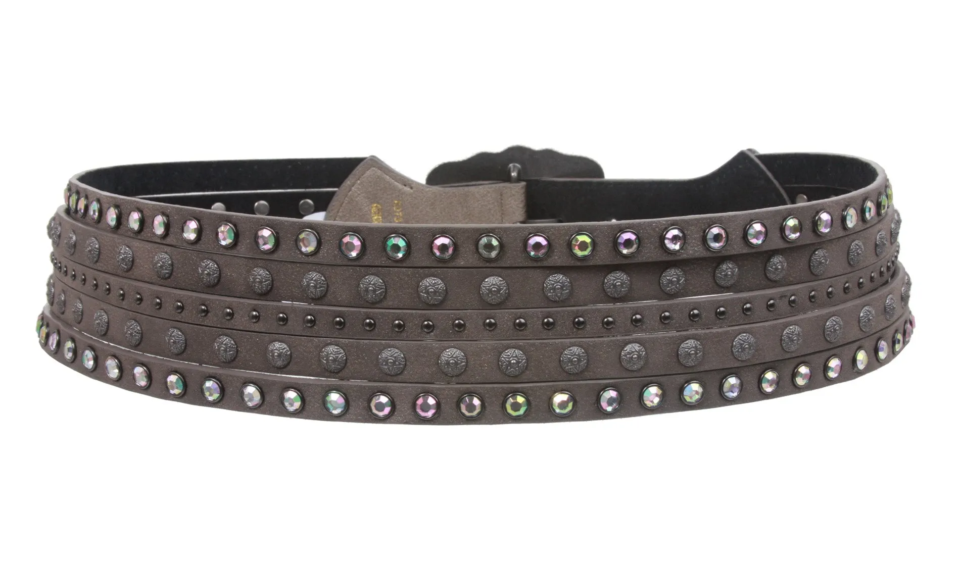 2 5/8" Wide Western Contoured Rhinestone Leather Belt