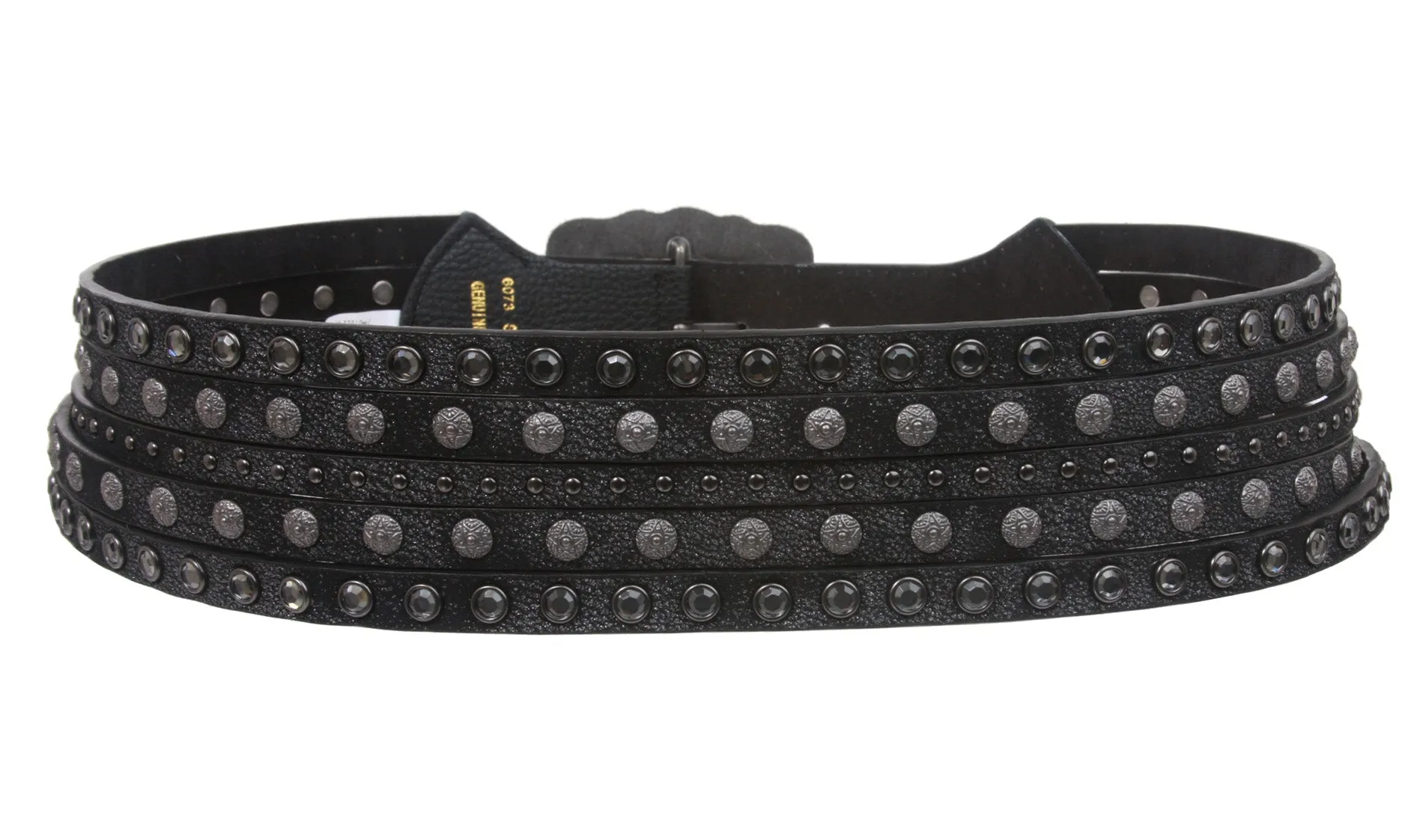 2 5/8" Wide Western Contoured Rhinestone Leather Belt