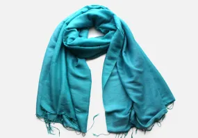 Adriatic Blue Color Water Pashmina Shawl