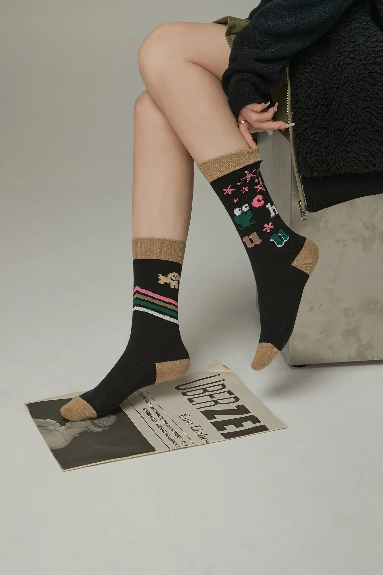 Animal Character Lined Color Socks