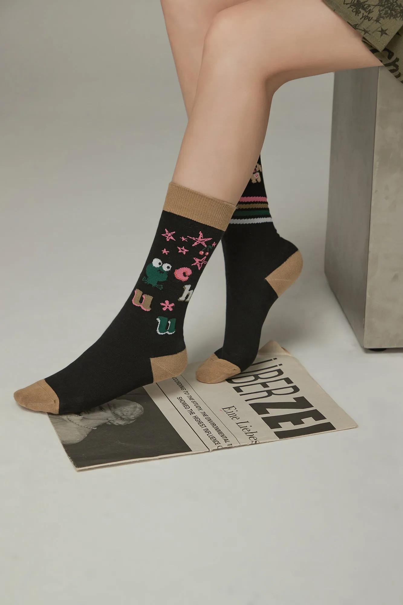 Animal Character Lined Color Socks