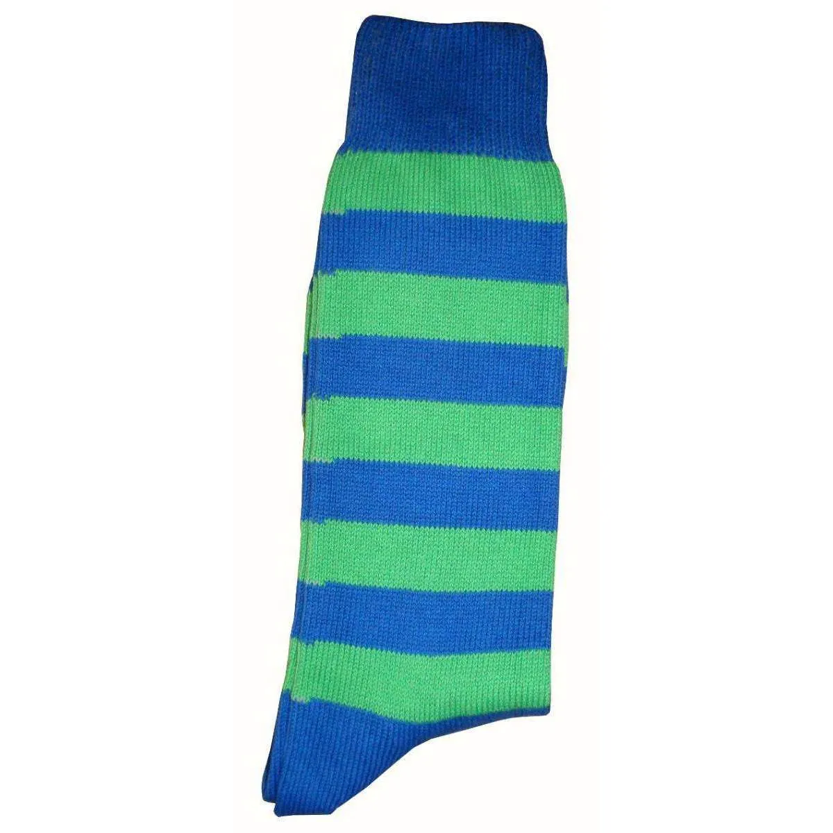 Bassin and Brown Striped Midcalf Socks - Green/Blue