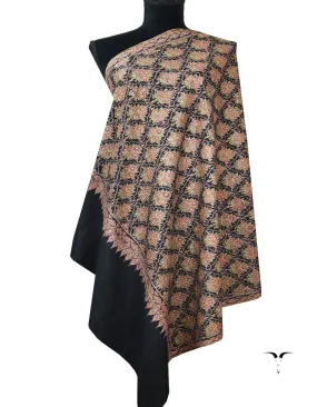 black jamma embroidery GI pashmina shawl 7869