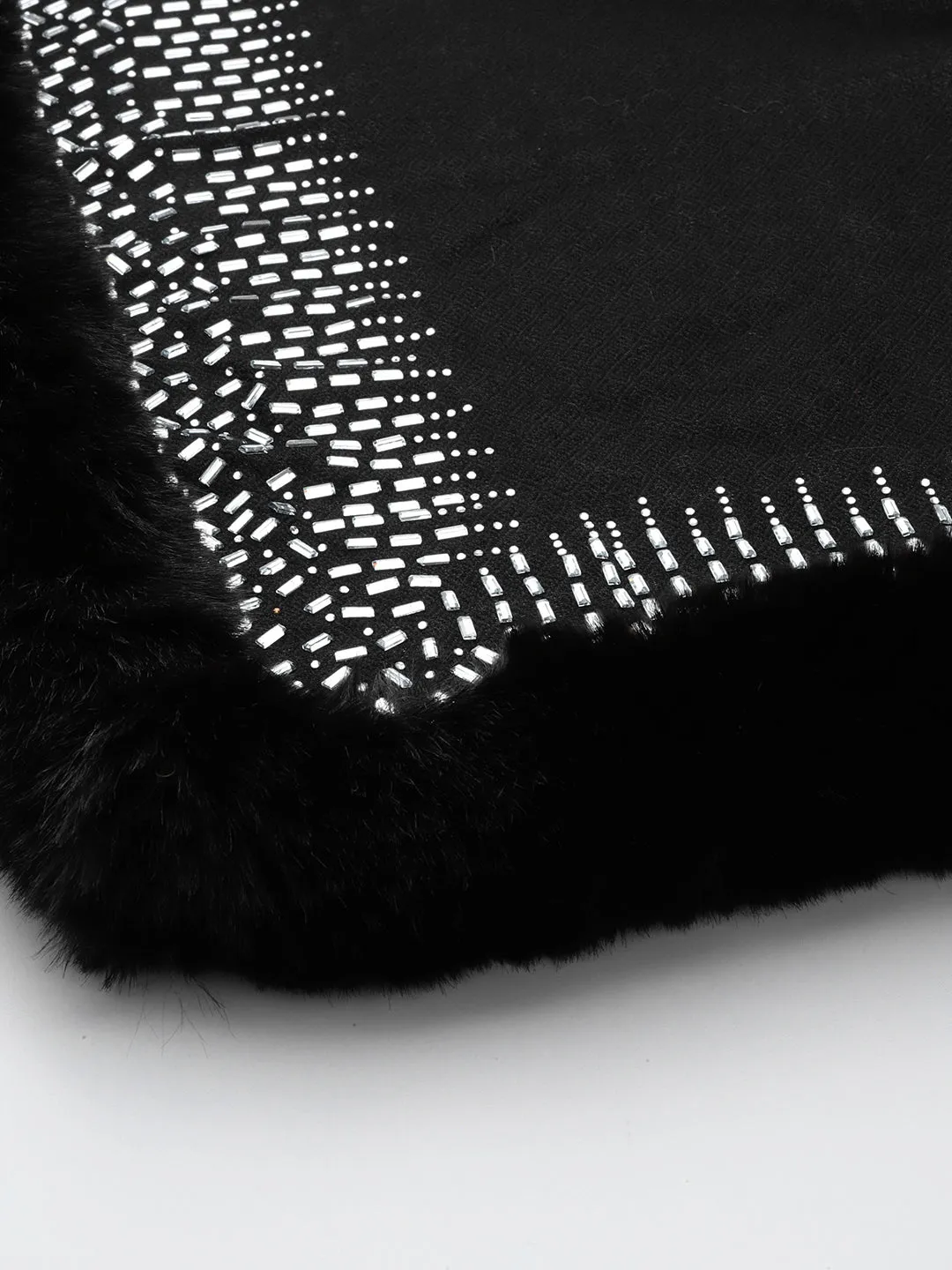 Black shawl, fur shawl, with swarovksi, ideal party shawl, black shawl