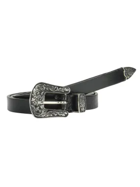 Black textured cowboy Women's Belt