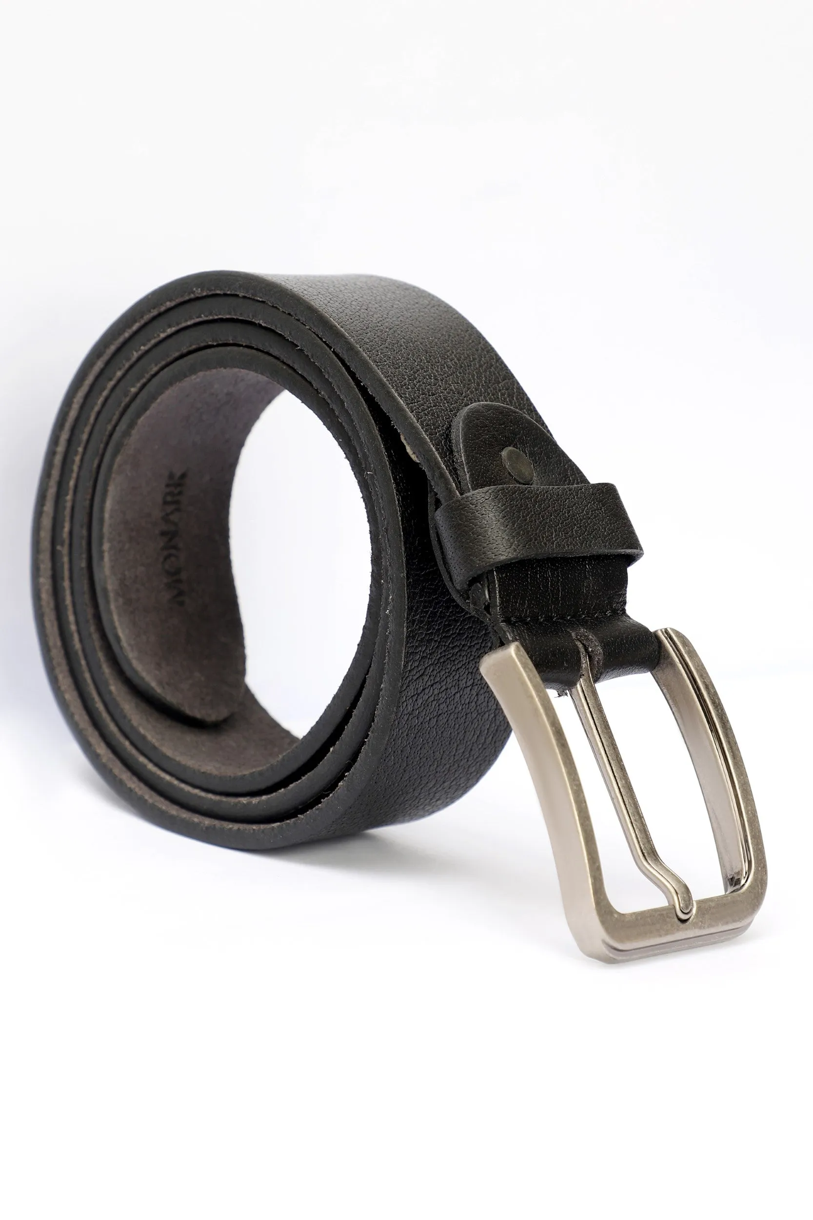 BLACK TEXTURED LEATHER BELT