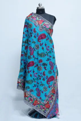 Blue colour Designer Shawl With Beautifully Highlighted pattern A Sure to Give You Warm Look.