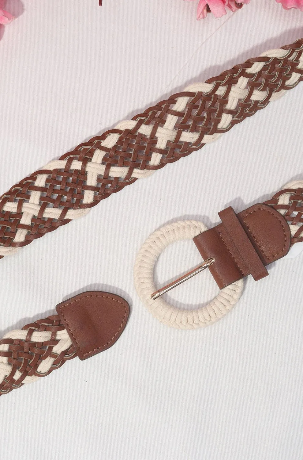 Braided Faux Leather Belt with Cord Buckle - Professional Accessory