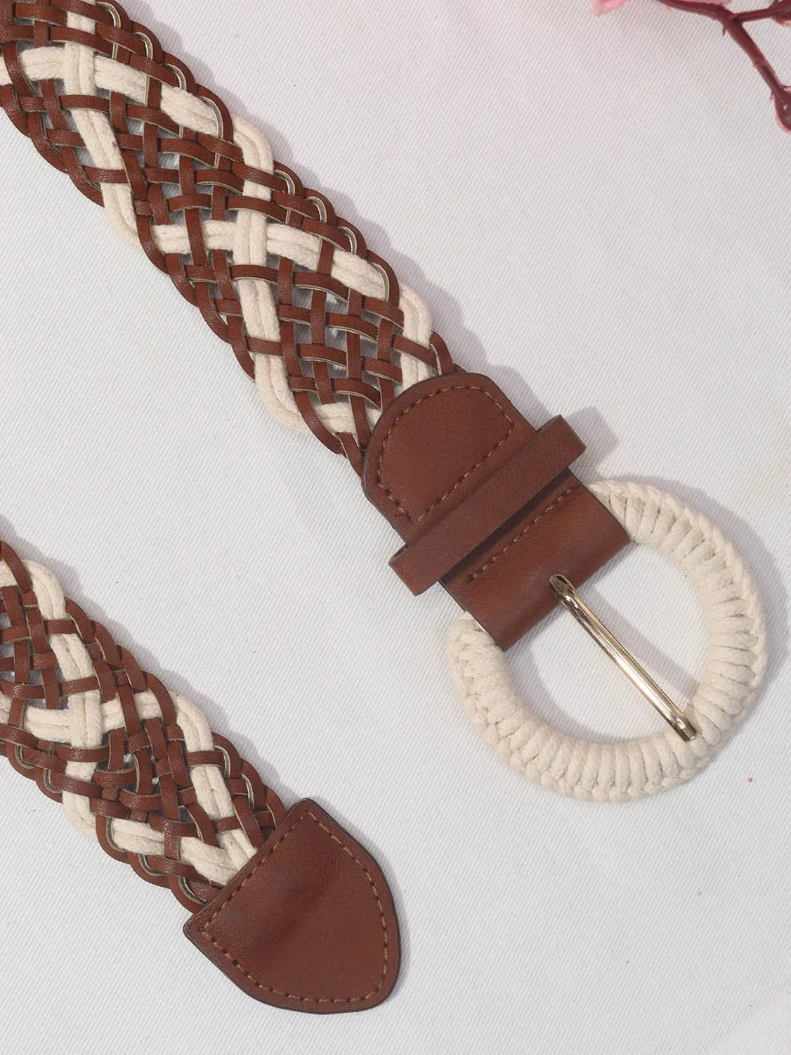 Braided Faux Leather Belt with Cord Buckle - Professional Accessory