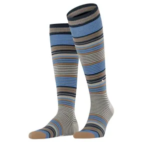 Burlington Stripe Knee High Socks - Dark Grey