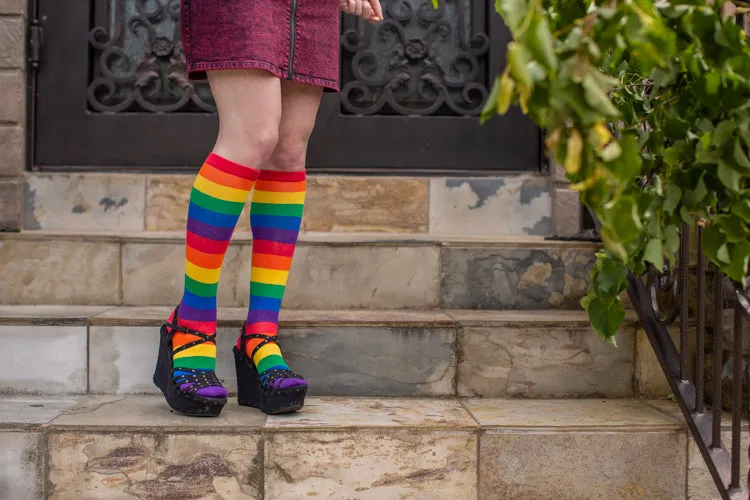 Classic Rainbow Striped Knee High