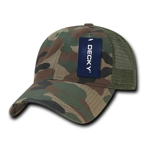 Decky 225 - 6 Panel Low Profile Relaxed Camo Trucker Hat - CASE Pricing