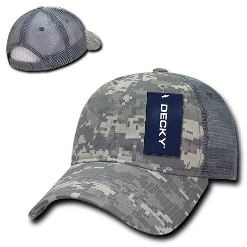 Decky 225 - 6 Panel Low Profile Relaxed Camo Trucker Hat - CASE Pricing