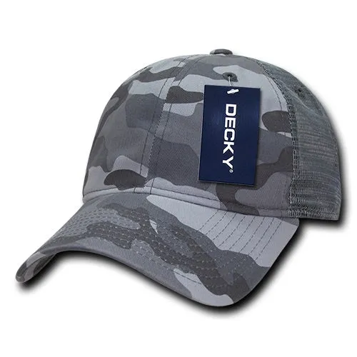 Decky 225 - 6 Panel Low Profile Relaxed Camo Trucker Hat - CASE Pricing