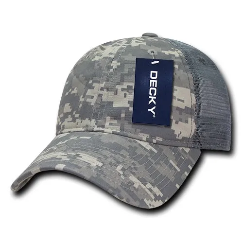 Decky 225 - 6 Panel Low Profile Relaxed Camo Trucker Hat - CASE Pricing