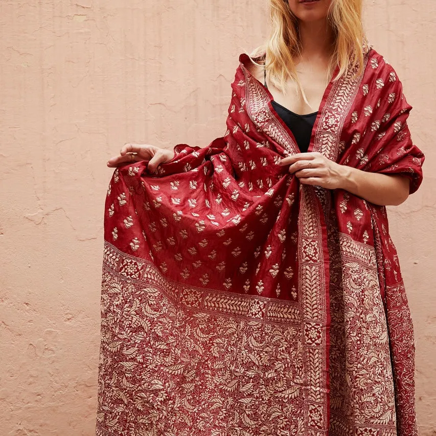 Ella - Exquisite Hand Embroidered Nakshi Kantha Wrap