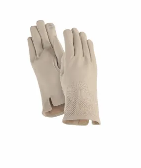 Floral Cuff Touchscreen Gloves - Creme