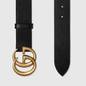 Gucci Wide Leather Belt With Double G Buckle