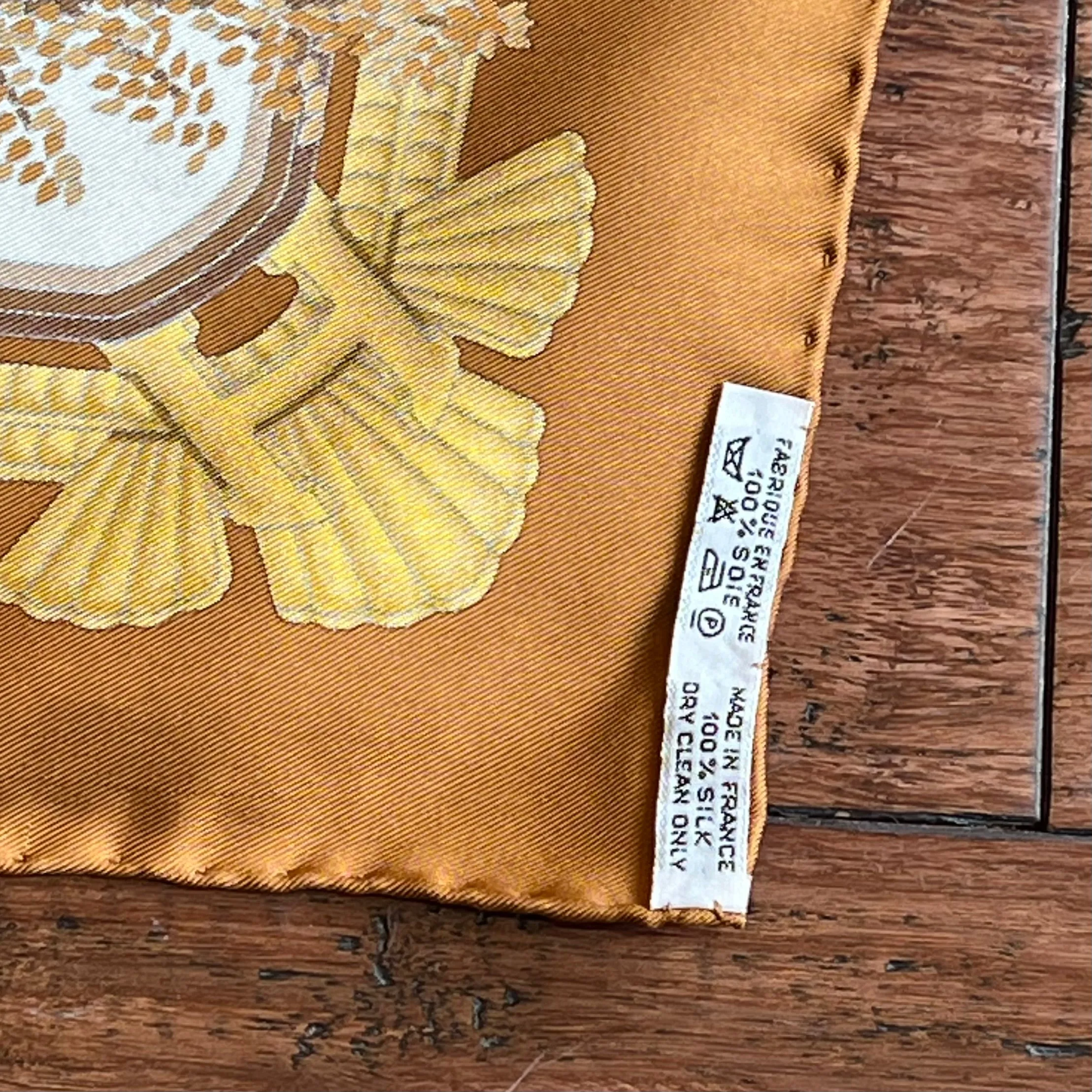 HERMES Brown Silk Automobile Scarf 90