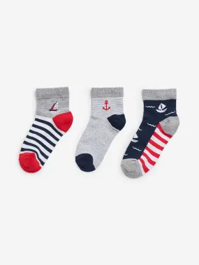 HOP Kids Red Printed Cotton-Blend Socks- Pack of 3