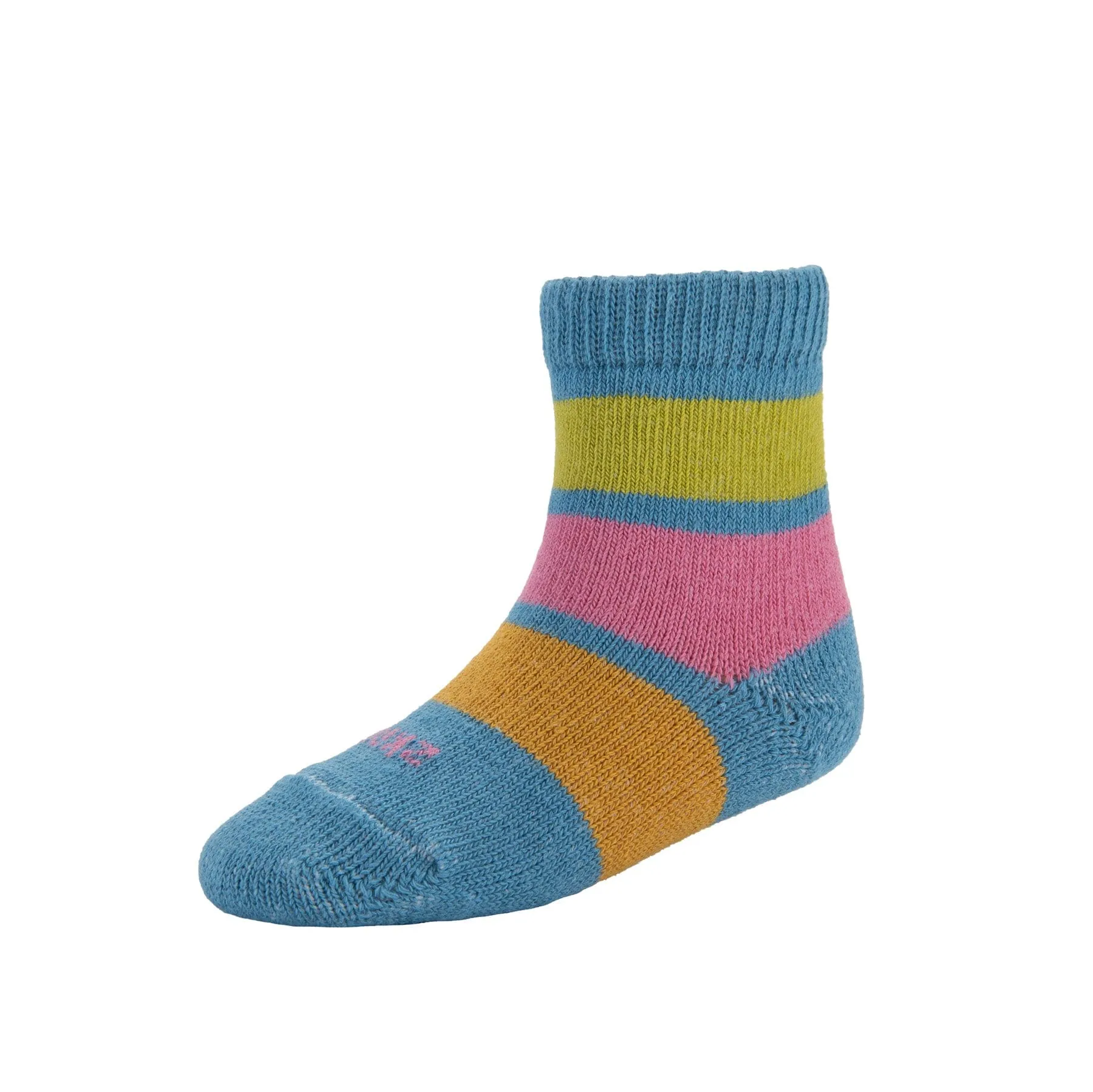 Kids - Rugby Stripe Organic Cotton Crew Socks - Blue Raspberry