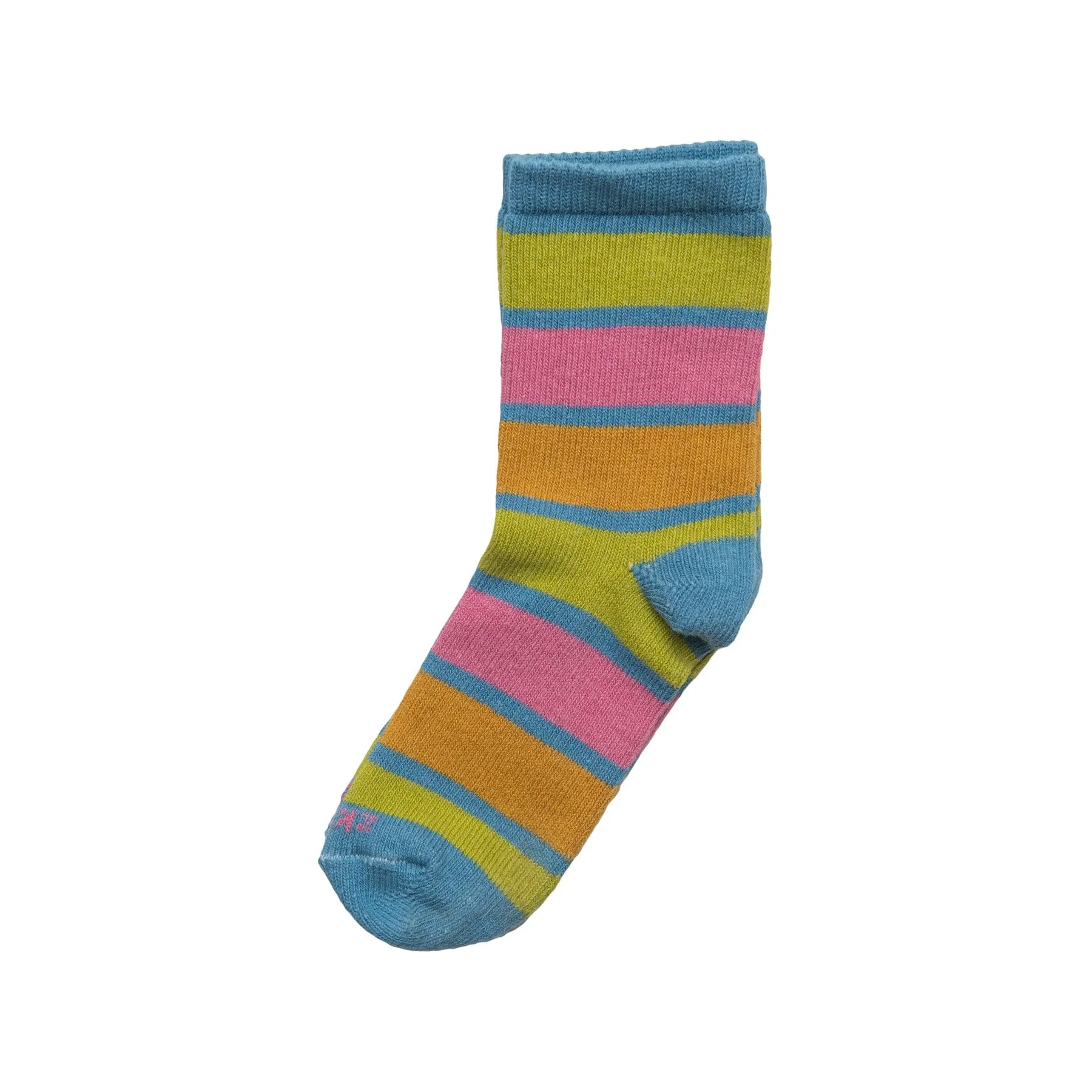 Kids - Rugby Stripe Organic Cotton Crew Socks - Blue Raspberry