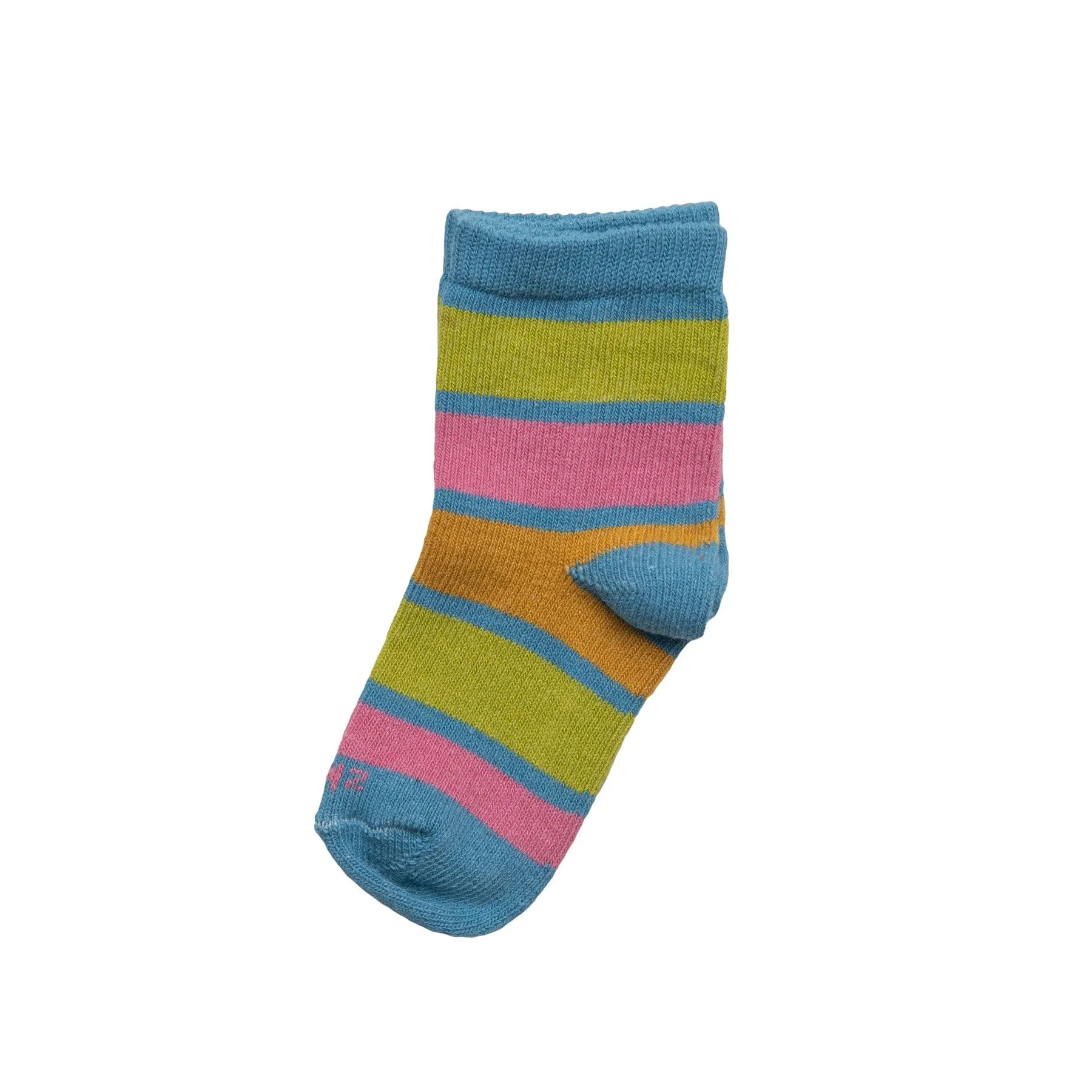 Kids - Rugby Stripe Organic Cotton Crew Socks - Blue Raspberry