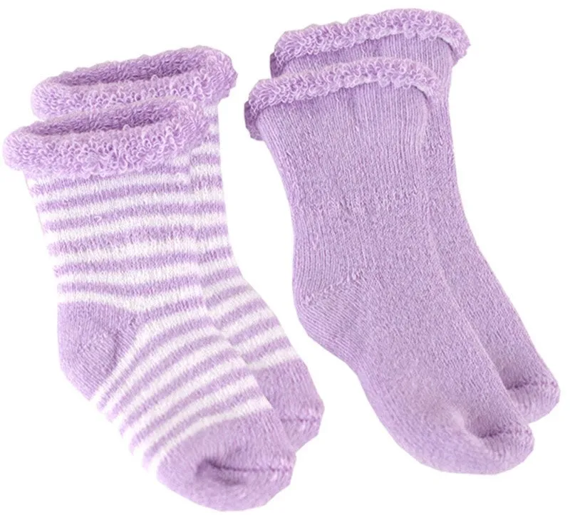 Kushies 2 Pack Terry Newborn Sock Set - Lilac