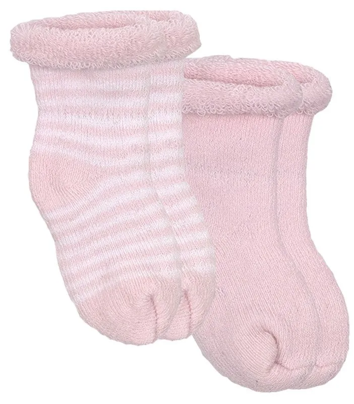 Kushies 2 Pack Terry Newborn Sock Set - Pink