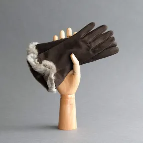 Ladies Gloves from Dark Brown Goatskin with Orylag Cuffs