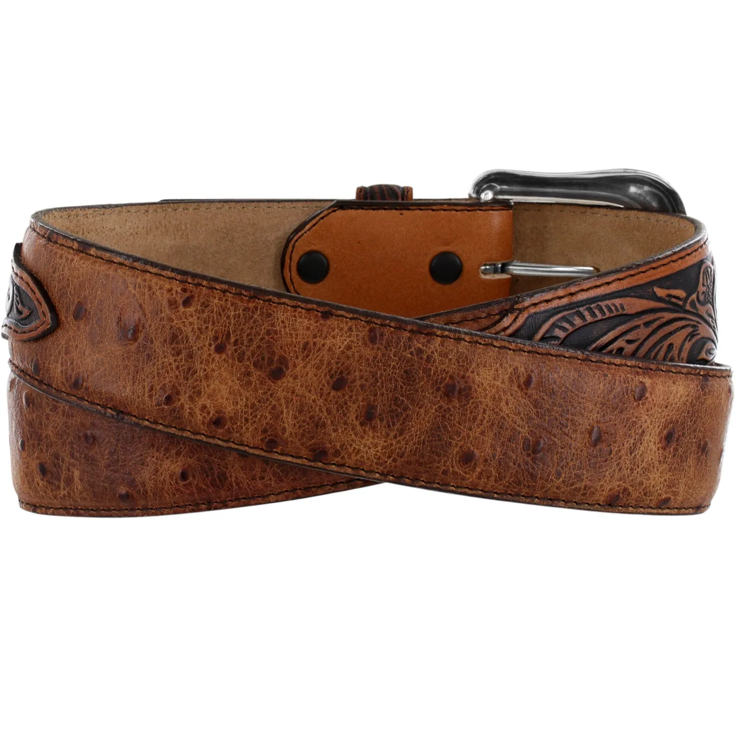 Leegin Mens Rustic Ostrich Dress Belt Style C42525