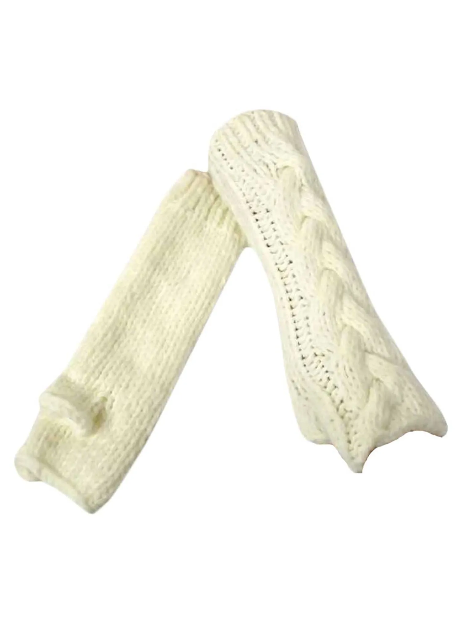 Long Thick Cable Knit Arm Warmer Gloves