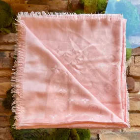 LOUIS VUITTON Shine Pink Monogram Silk Wool Blend Shawl TS3821