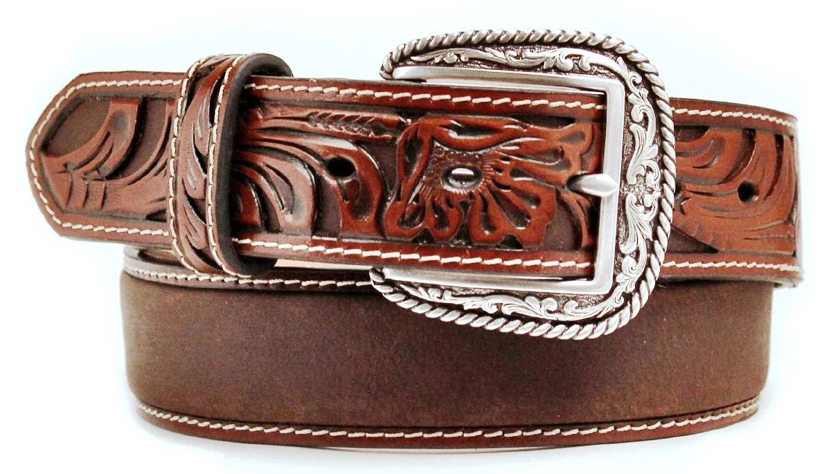 Men's Ariat Tan Tooled Western Belt