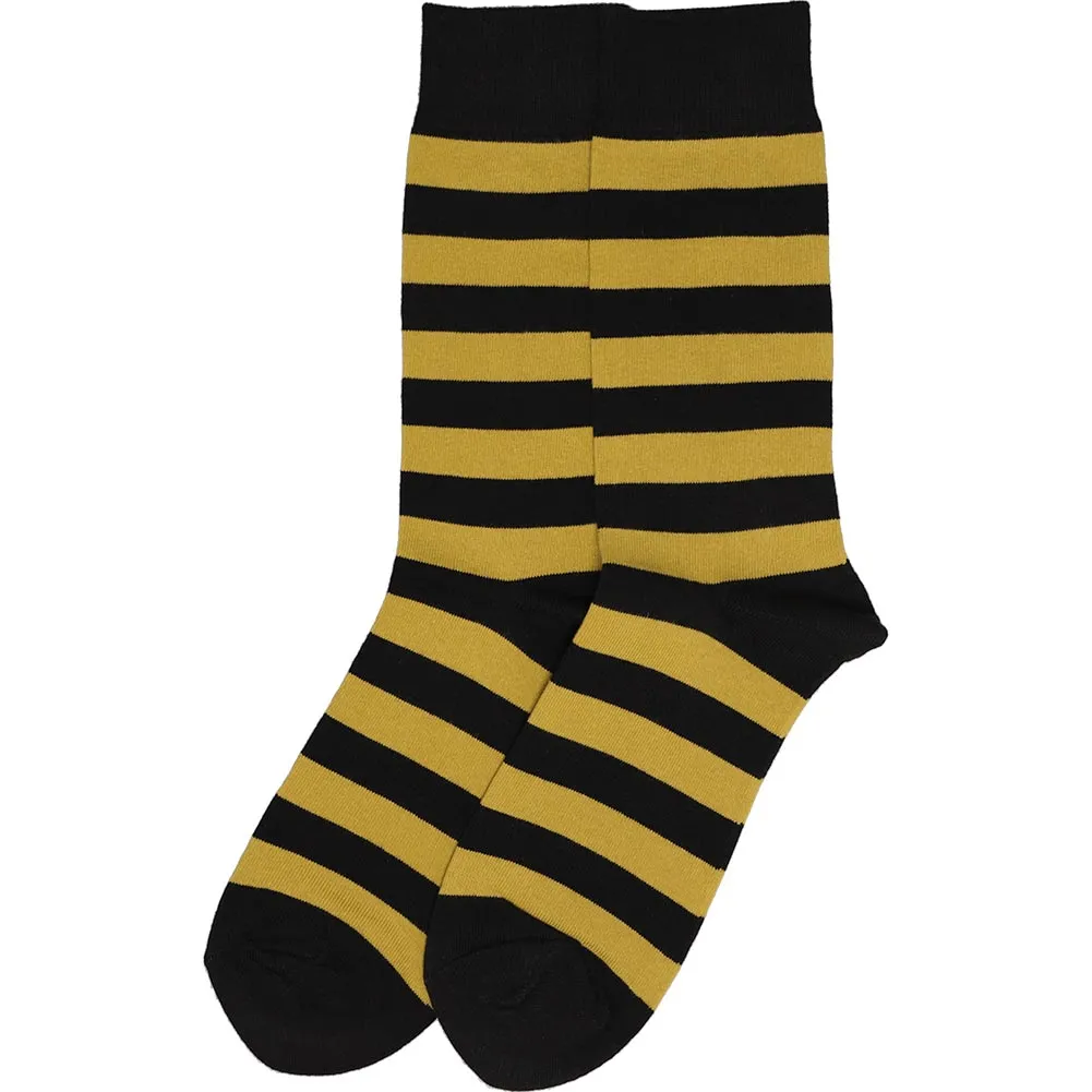 Men's Black and Gold Striped Socks