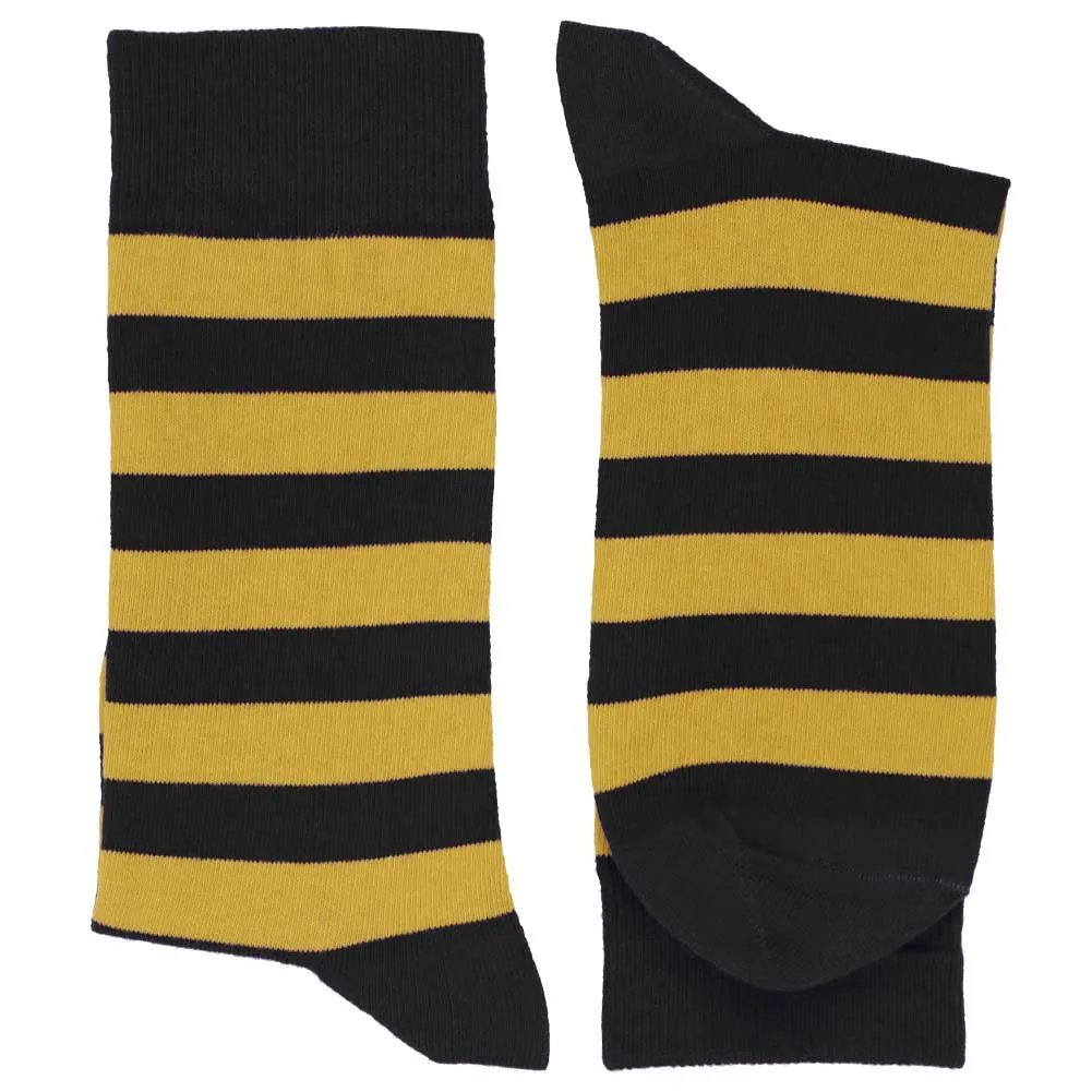 Men's Black and Gold Striped Socks