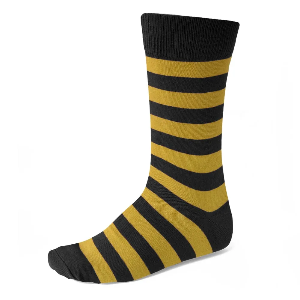 Men's Black and Gold Striped Socks