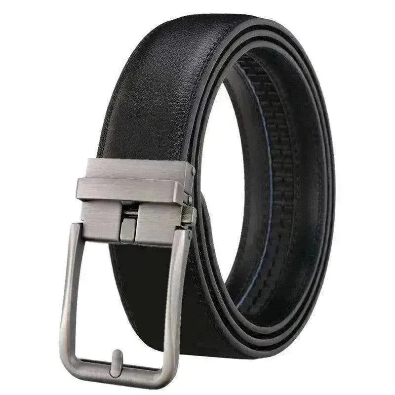 Men's Leather Belt Automatic Buckle Simple Hollow