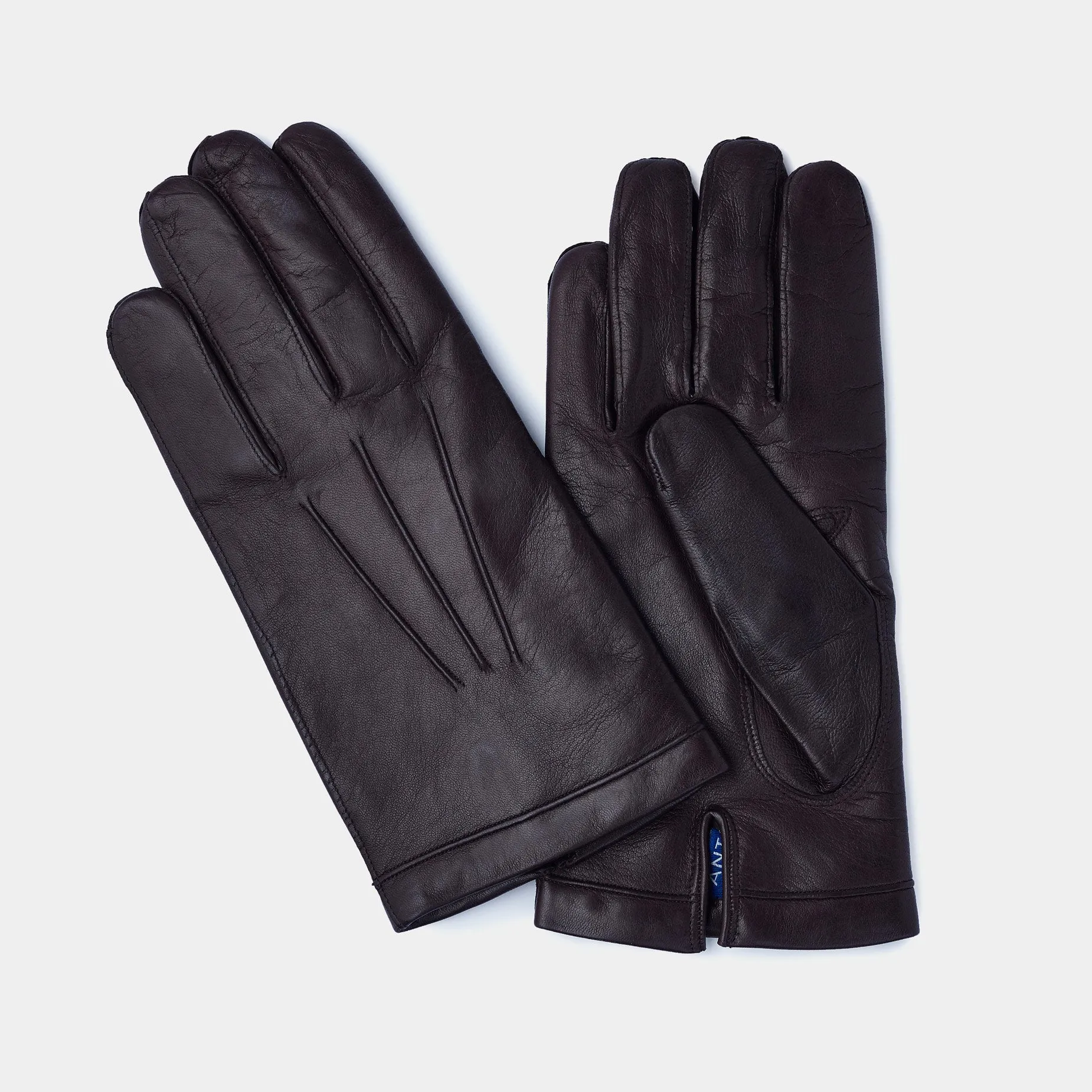 Men's Leather Gloves with Cashmere Lining, Black