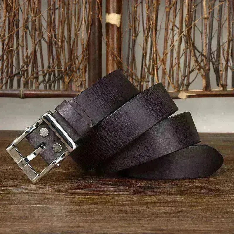 Men's Retro Leather All-match First Layer Cowhide Stainless Steel Buckle Belt