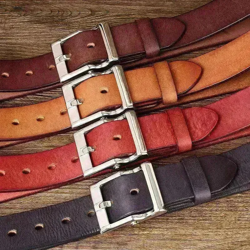 Men's Retro Leather All-match First Layer Cowhide Stainless Steel Buckle Belt