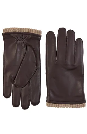 NAPPA LEATHER GLOVE WITH CASHMERE RIB CUFF