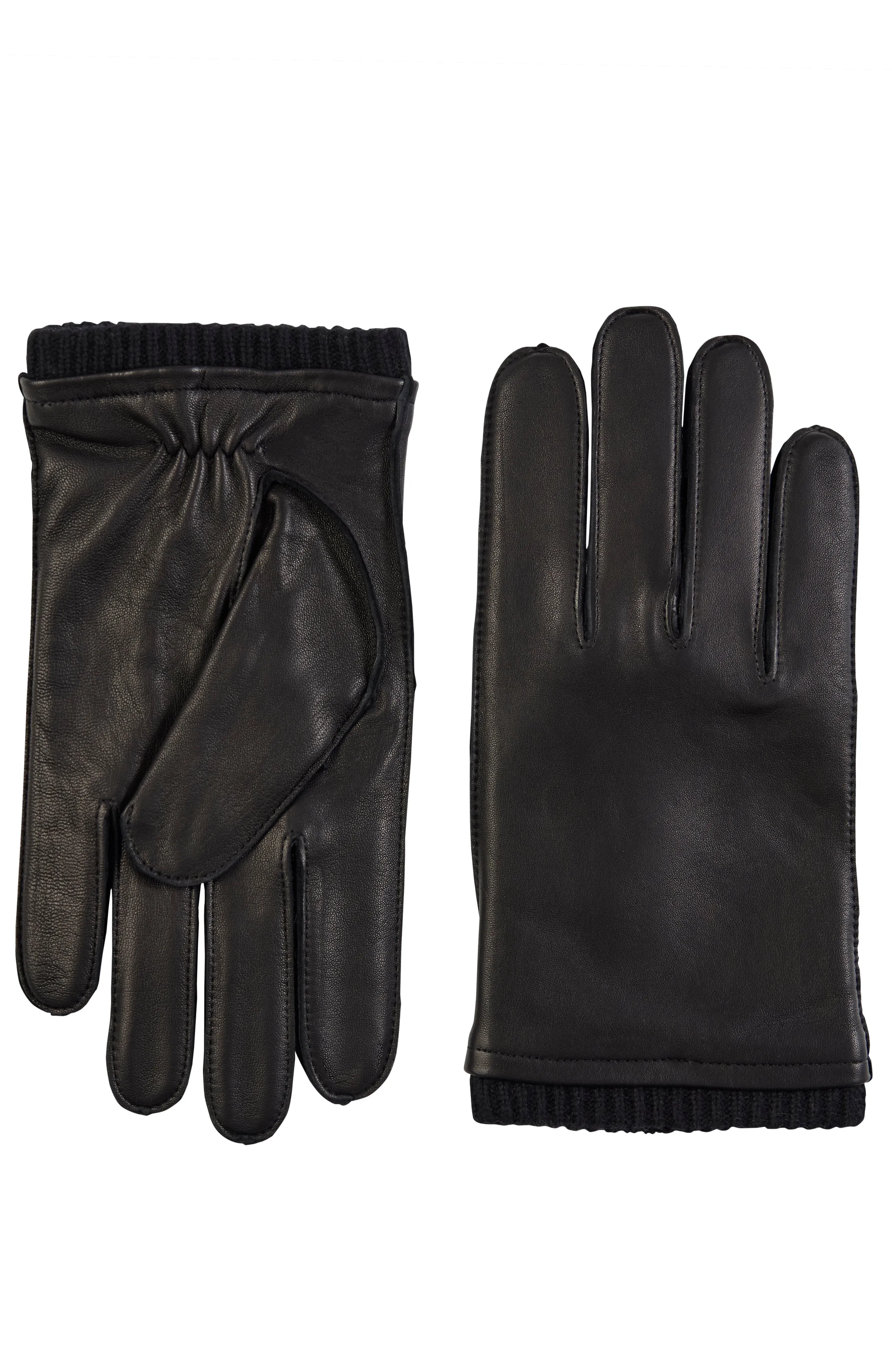 NAPPA LEATHER GLOVE WITH CASHMERE RIB CUFF