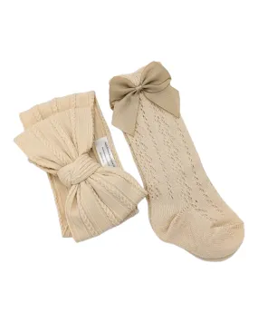 Our Latte Larger Headband & Open Patterned Knee High Socks Set