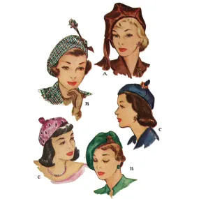 PDF - 1940s Pattern, Ladies' Elegant Berets, Hats, Millinery 'Easy to Sew' -  Head 23” (58.4cm) - Download