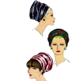 PDF - 1960s Pattern, Mod Turban Hats -  Head One size fits all - Instantly Print at Home