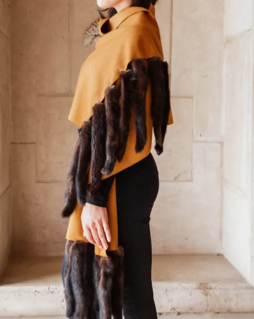 Pumpkin Tiger Fur Shawl