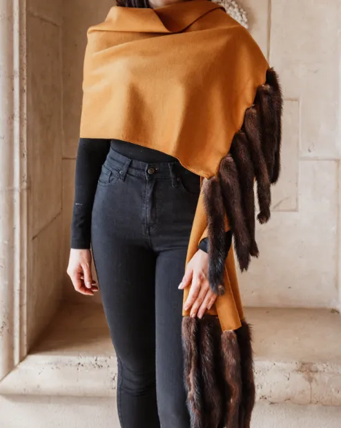 Pumpkin Tiger Fur Shawl