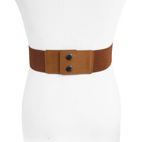 Rhinestone and Faux Leather Brown Stylish Stretch Belt